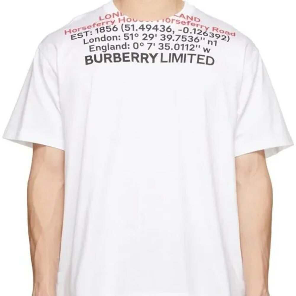 BURBERRY White Jensen T-Shirt, Size SMALL, New With Tags
